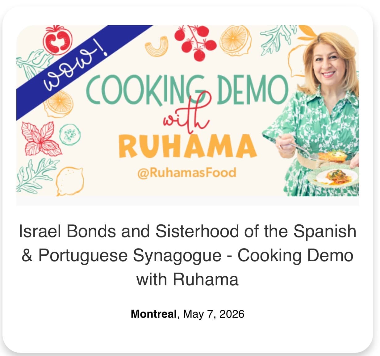 Cooking Demo with Ruhama flyer